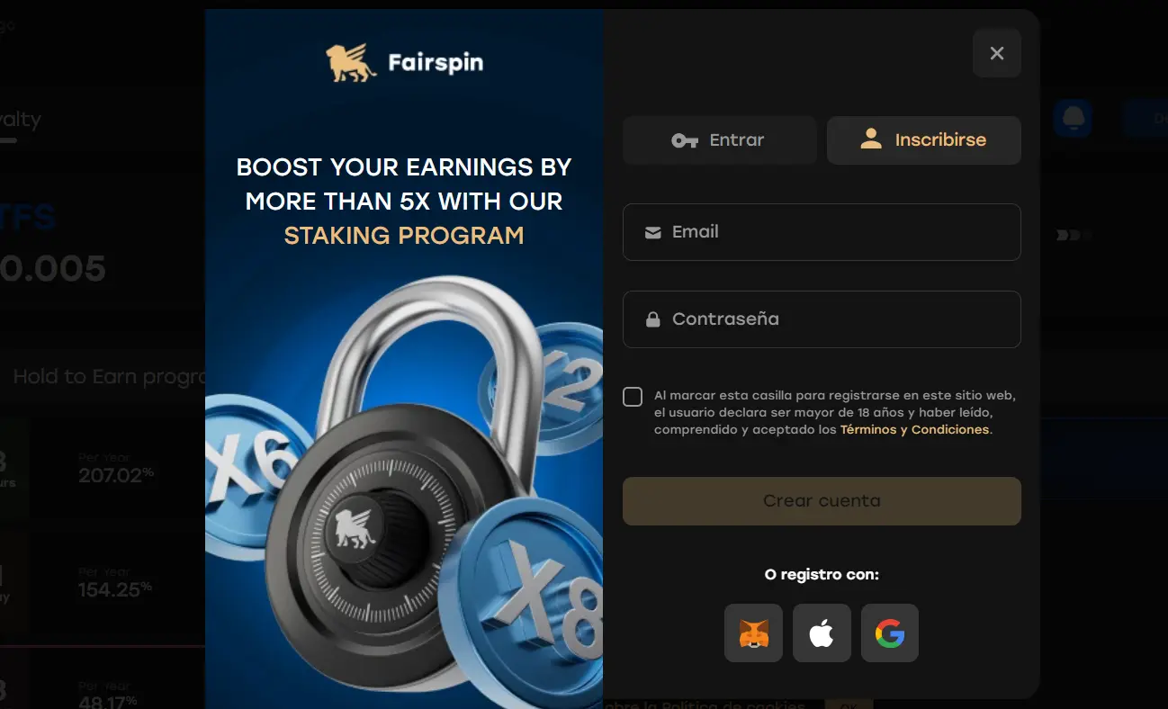 Crea tu cuenta en fairspin registro fairspin