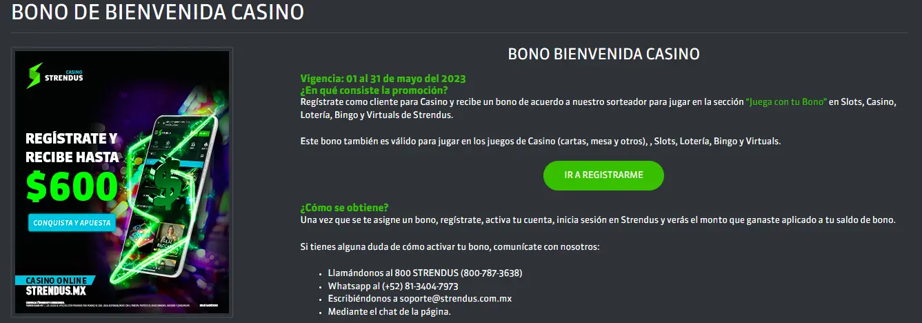 Obtén hasta $600 MXN en Strendus casino Bono de registro