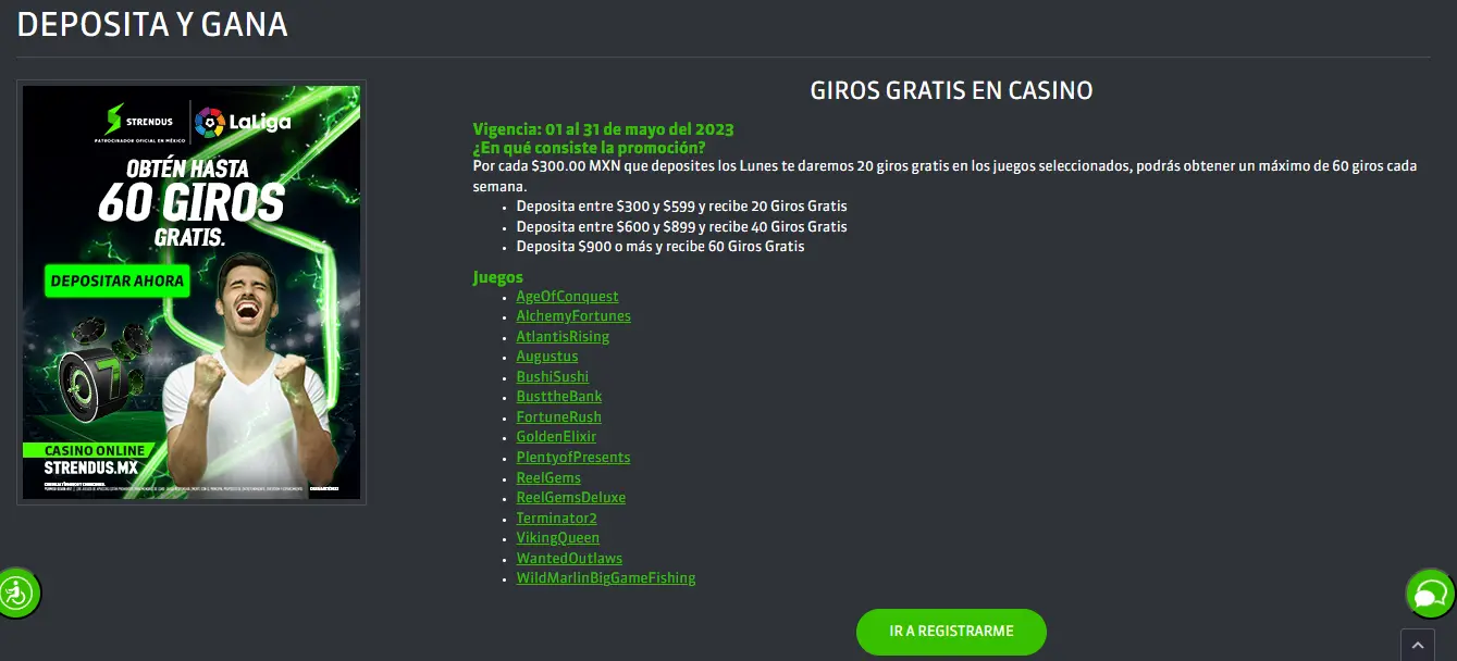 Recibe hasta 60 giros gratis en Strendus Promo Strendus