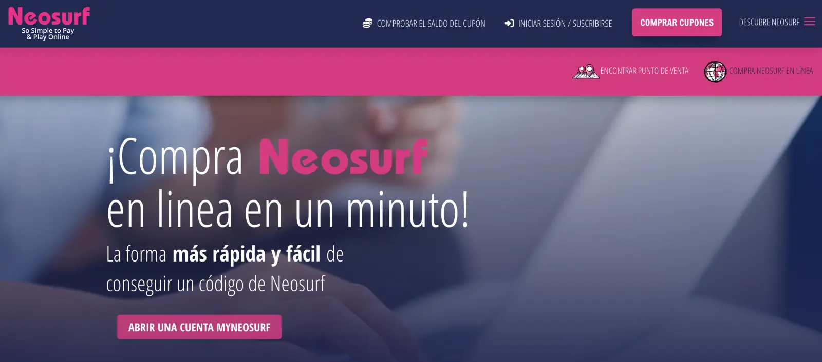 Sitio web oficial de Neosurf Sitio web Neosurf