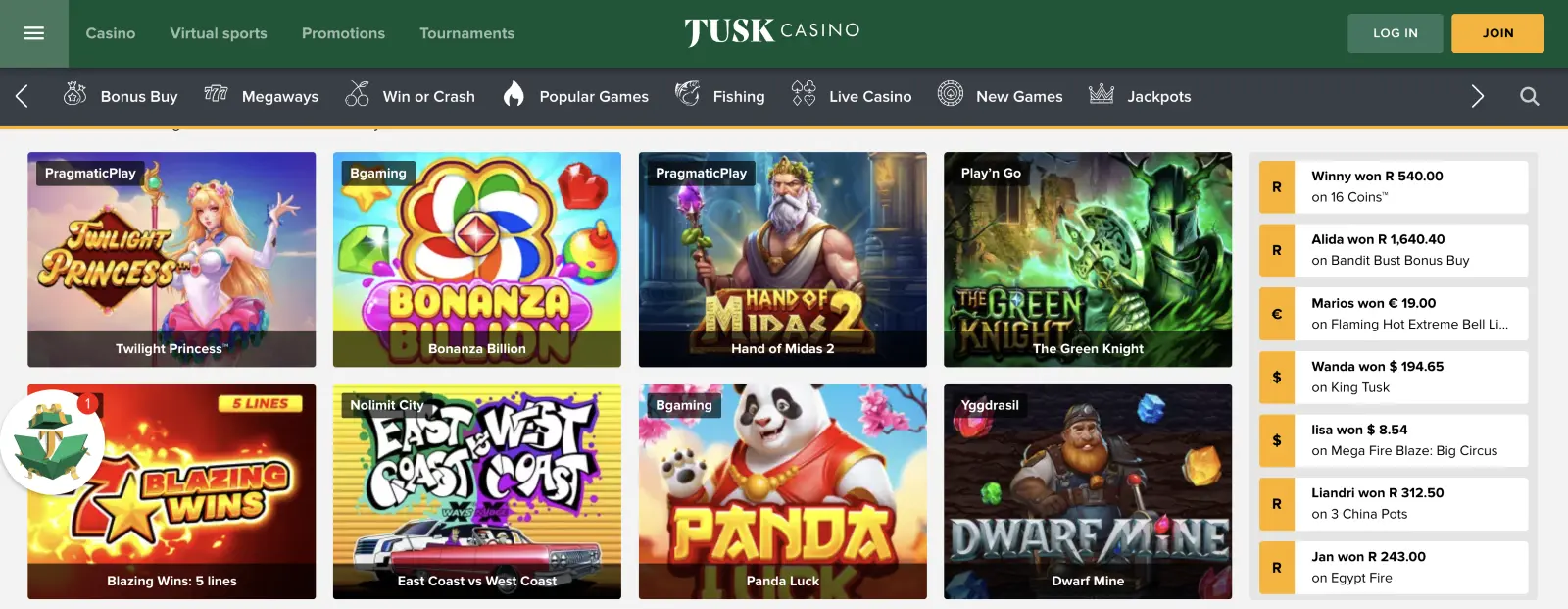 Slots en Tusk Casino Slots Tusk Casino